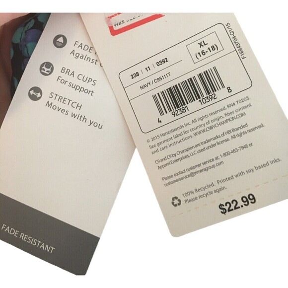 C9 Champion Swimsuit Top Women's Size XL Navy Blue Stretch - Picture 7 of 7